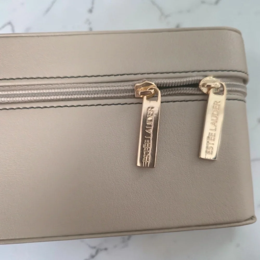 Vintage Estée Lauder Nude Makeup Case Acrylic Handle Retro Vanity Travel Bag